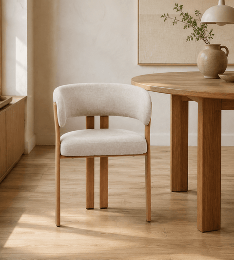 Eloise spisebordsstol i beige med egelook