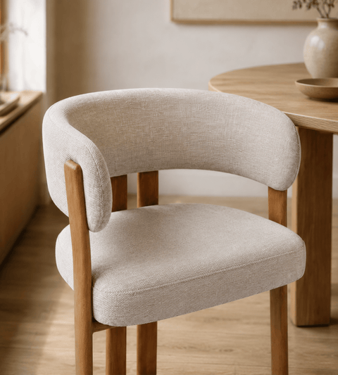 Eloise spisebordsstol i beige med egelook