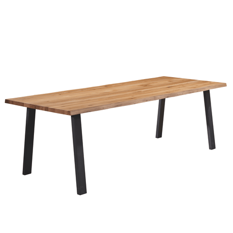 Molly plankebord - 200x95 cm - naturligt olieret eg med A-ben (Forberedt til tillægsplader)
