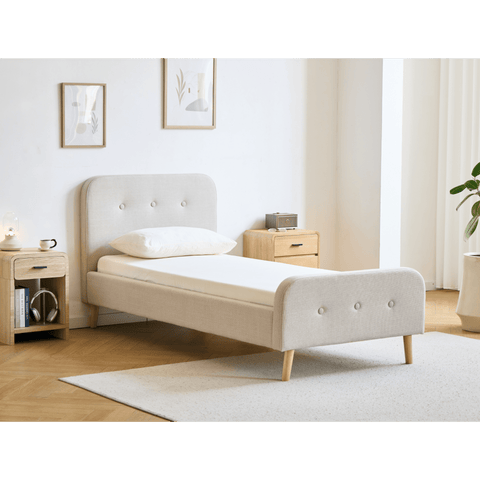Christian seng i beige 90x200 cm inkl. sengelameller og madrasser