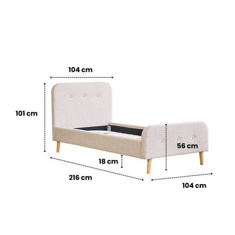 Christian sengeramme i beige 90x200 cm ekskl. sengelameller og madrasser