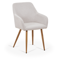 Jenna spisebordstol - beige tekstil med egelook