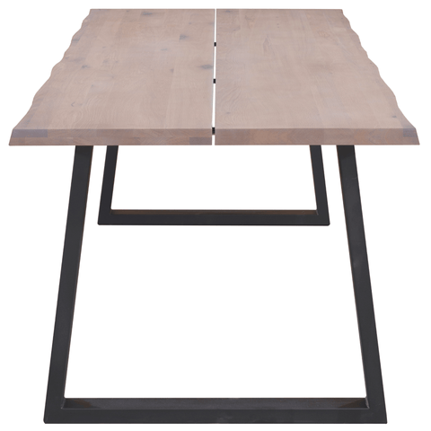 Esther plankebord - 300x95 cm - i hvidolieret eg med firkantet ben - (Forberedt til tillægsplader)