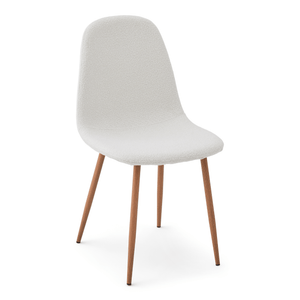 Anna spisebordsstol - hvid boucle med ben i egelook