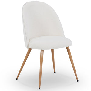 Annika spisebordsstol - Hvidt boucle stof med ben i egetræslook