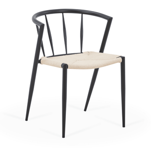 Bella spisebordsstol - Sort med fletsæde