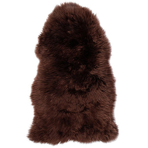 Ægte New Zealand lammeskind langhåret - Brun 95x65 cm