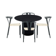 Spisebordssæt - Carisma sort rundt Lamel Spisebord Ø120 + 4 X Shila sort Spisebordsstole