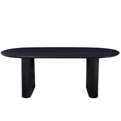 Carisma sort ovalt lamel spisebord 210 x 100 cm med søjleben