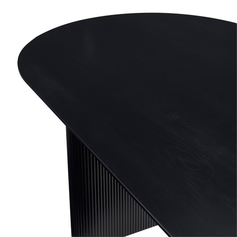 Carisma sort ovalt lamel spisebord 200 x 100 cm med søjleben