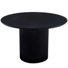 Carisma rundt lamel spisebord - sort med søjleben - Ø120 cm