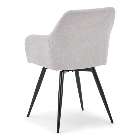 Carlo spisebordsstol - Beige polstret med drejefunktion 360 grader