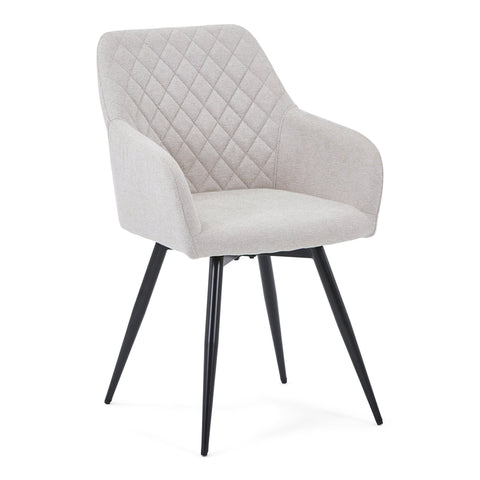 Carlo spisebordsstol - Beige polstret med drejefunktion 360 grader