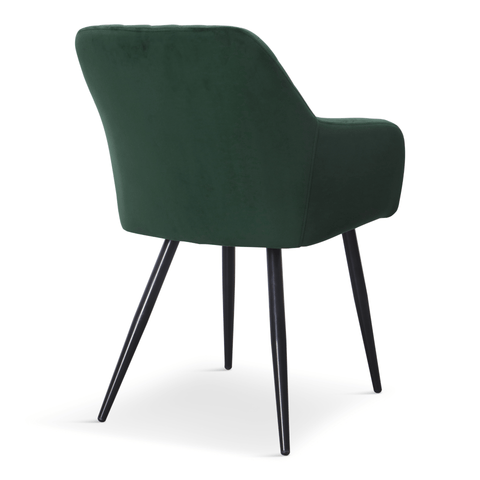 Carlo spisebordsstol - Grøn velour med armlæn