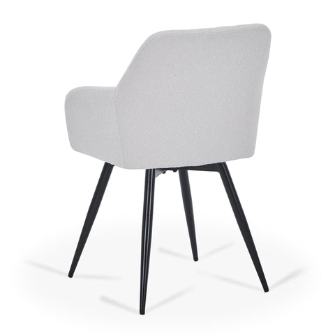 Carlo spisebordsstol -  Hvid boucle med drejefunktion 360 grader