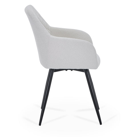 Carlo spisebordsstol -  Hvid boucle med drejefunktion 360 grader