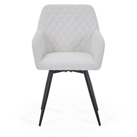 Carlo spisebordsstol -  Hvid boucle med drejefunktion 360 grader