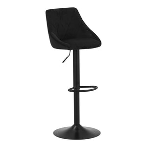 Cassie - Sort justerbar barstol i velour med drejefunktion 360 grader