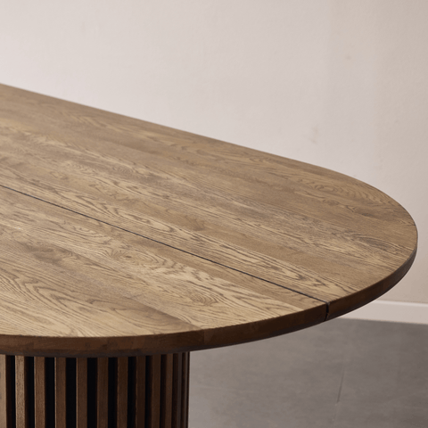 Matteo - Plankebord håndlavet snedkerbord med lamelfod i røget massiv eg 240x120x77 cm