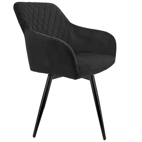 Carlo spisebordsstol - Sort velour med drejefunktion 360 grader