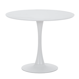 Diego spisebord i hvid marmor look Ø90