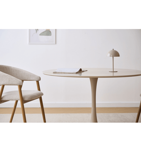 Diego spisebord beige stenlook Ø120 cm