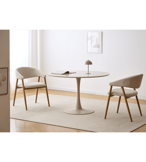 Diego spisebord beige stenlook Ø120 cm