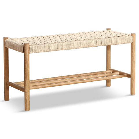 Elias bænk i eg med flet sæde 90x35x45 cm
