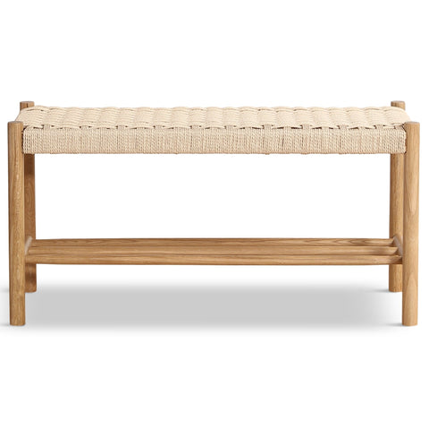 Elias bænk i eg med flet sæde 90x35x45 cm