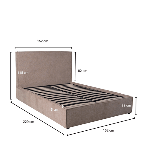 Elliot sengeramme med opbevaring 140x200 cm i sand tekstil