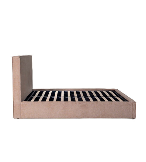 Elliot sengeramme med opbevaring 140x200 cm i sand tekstil