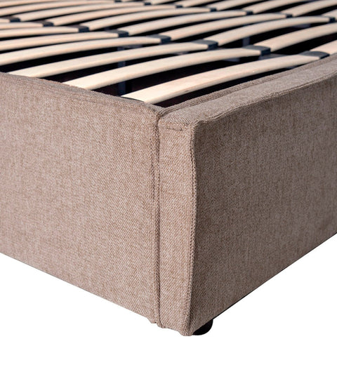 Elliot sengeramme med opbevaring 180x200 cm i sand tekstil