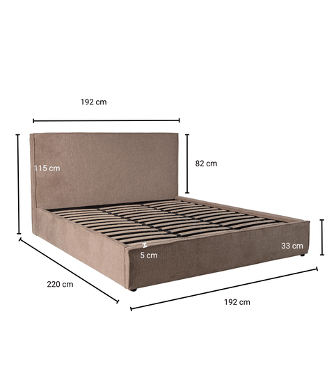 Elliot sengeramme med opbevaring 180x200 cm i sand tekstil