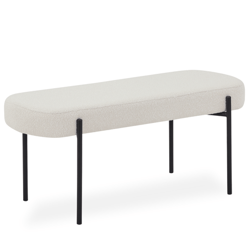 Helena bænk i hvid boucle 100x36x43 cm