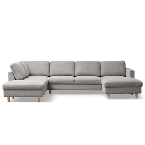 Jennifer højrevendt u-sofa i lys grå med chaiselong - L: 300 x D: 208 x H: 82 cm