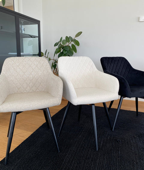 Carlo spisebordsstol - Sort velour med drejefunktion 360 grader