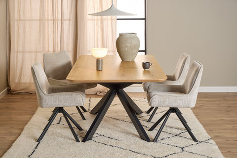 Irwine spisebord i eg med sorte krydsben 200x100x75 cm