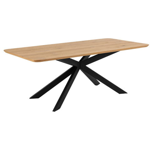 Irwine spisebord i eg med sorte krydsben 200x100x75 cm