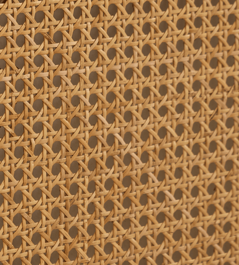Jamie sengeramme i røget eg med sengegavl i rattan flet 180x200 cm