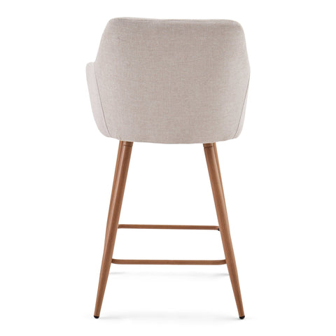 Jenna barstol - beige tekstil med armlæn 65 cm