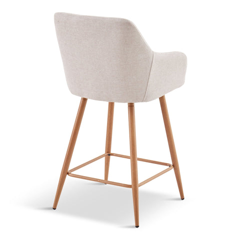 Jenna barstol - beige tekstil med armlæn 65 cm