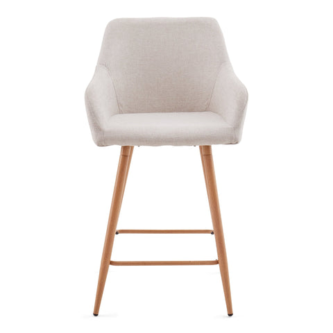 Jenna barstol - beige tekstil med armlæn 65 cm