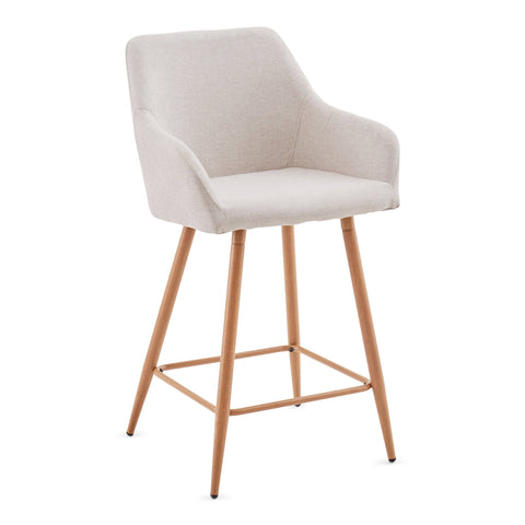 Jenna barstol - beige tekstil med armlæn 65 cm