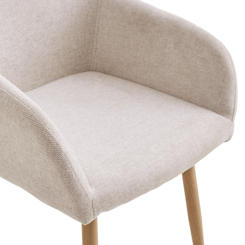 Jenna spisebordstol - beige tekstil med egelook. Vipper (OU10146) - Se produktbeskrivelse