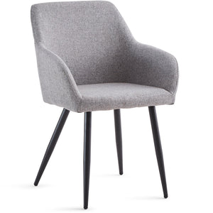 Jenna spisebordstol - grå tekstil med sorte ben
