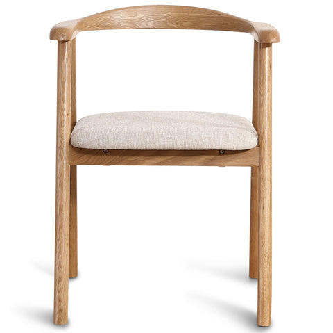 Jocelyn spisebordsstol i eg med beige stof sæde. (OU11765) - se produktbeskrivelse