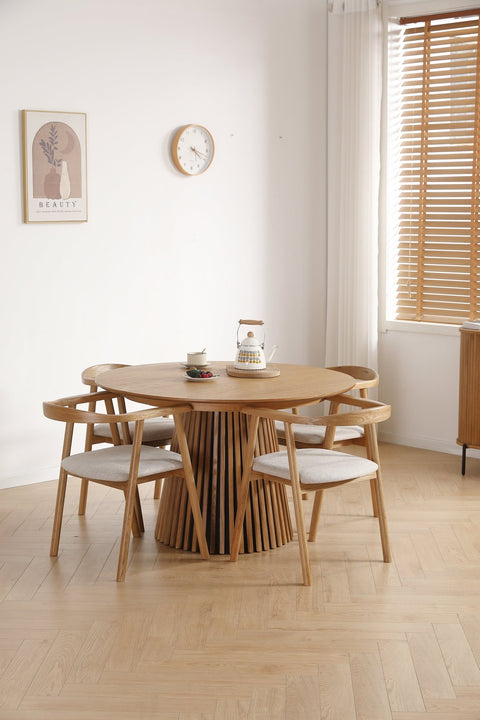 Jocelyn spisebordsstol i eg med beige stof sæde