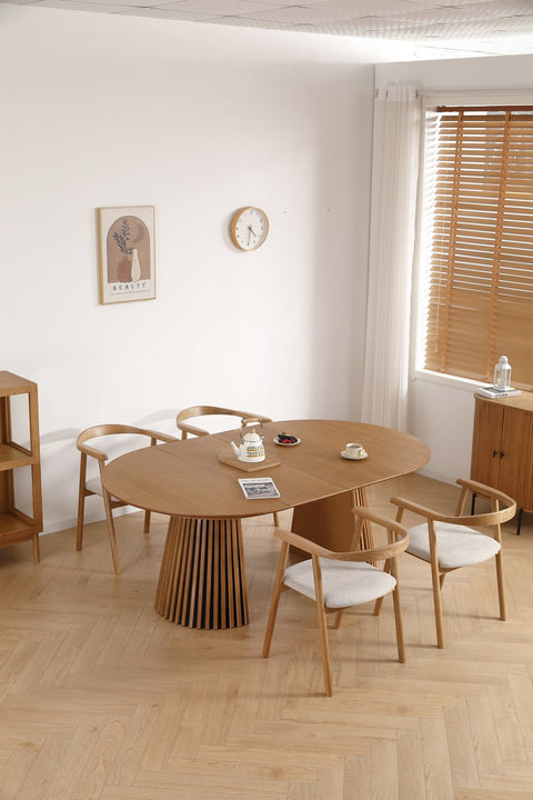 Jocelyn spisebordsstol i eg med beige stof sæde