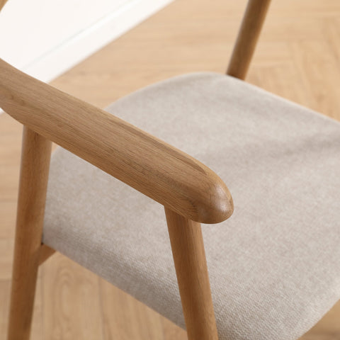 Jocelyn spisebordsstol i eg med beige stof sæde