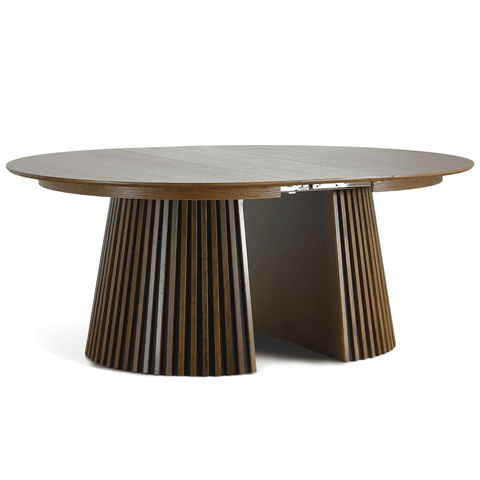 Lewis - Lamel rundt Spisebord I røget Egefiner med udtræk 150/190/230 CM - 2x tillægsplader medfølger